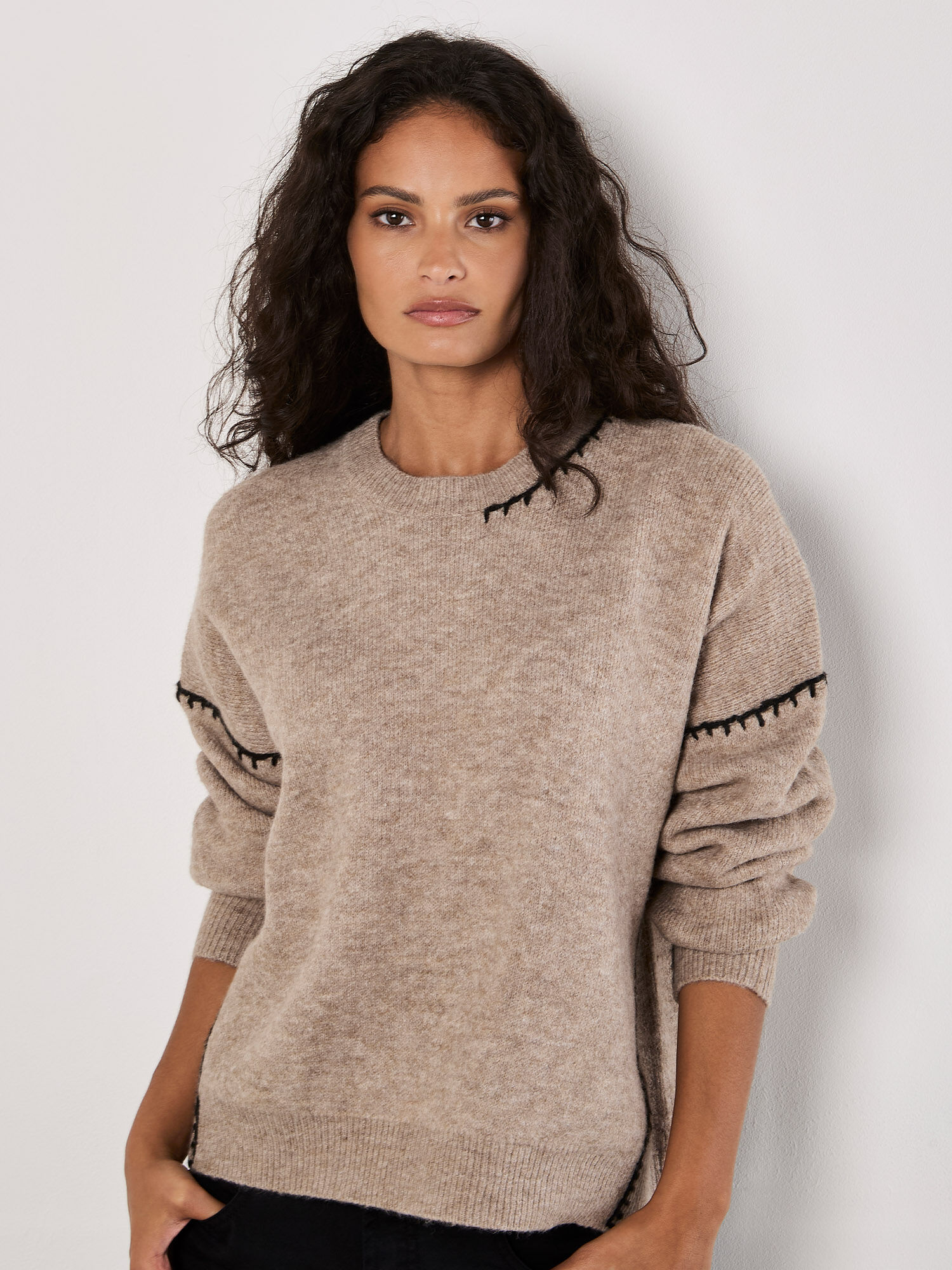 Oversized Stitch Detail Chunky Knit Jumper | Apricot Clothing