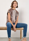 Sequin Cocoon Top, Brown, large