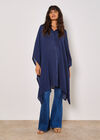 Oversized Textured Kaftan, Navy, large