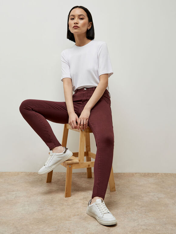 Sienna Skinny Fit Jeans, Burgundy, large