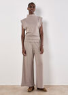 Mini Dogtooth Soft Wide Leg Trousers, Stone, large