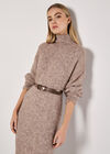 Oversized Fluffy Jumper Midi Dress, Stone, large
