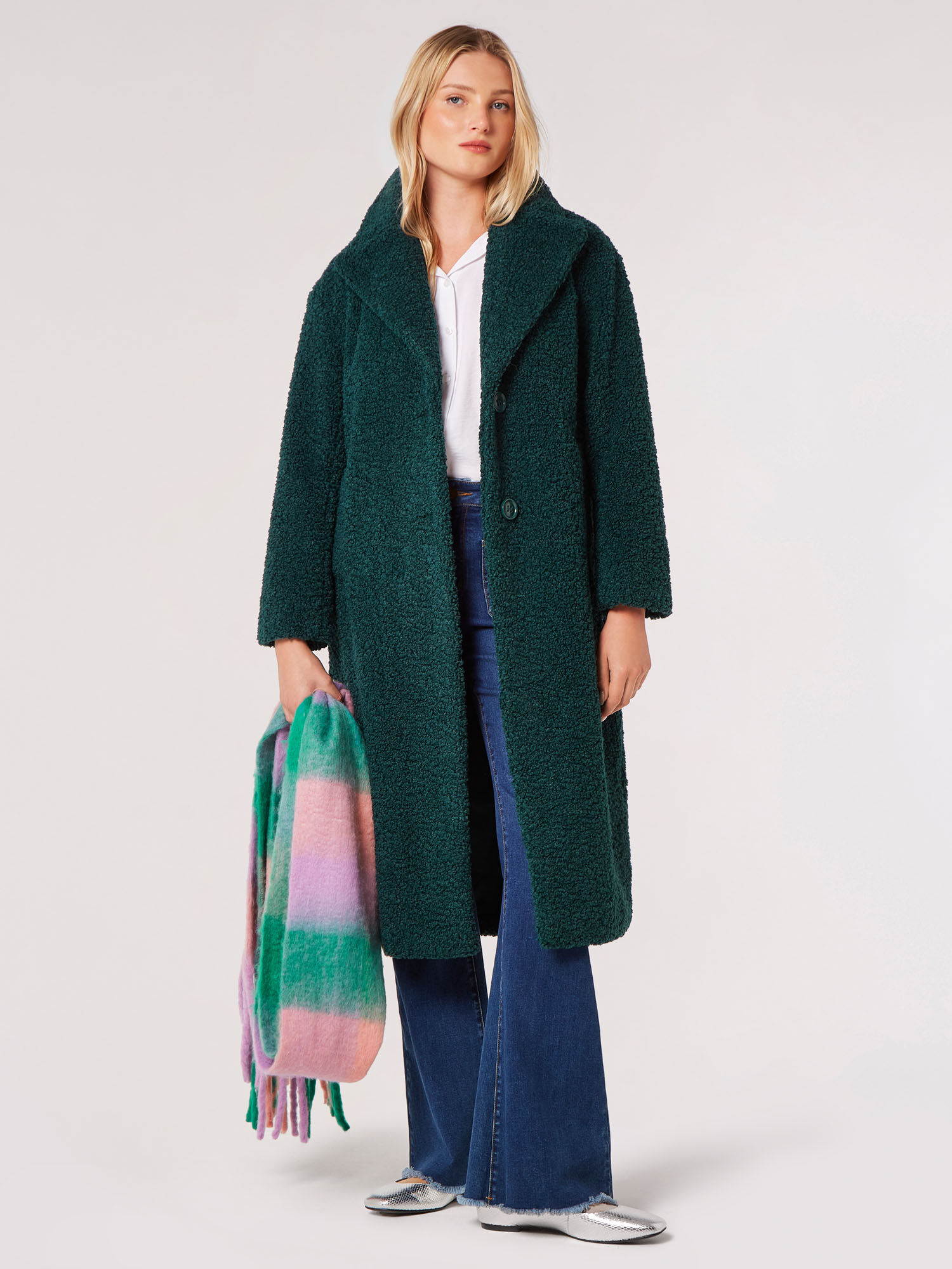 Green borg longline coat top
