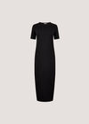 Cotton Ruched T-Shirt Maxi Dress, Black, large