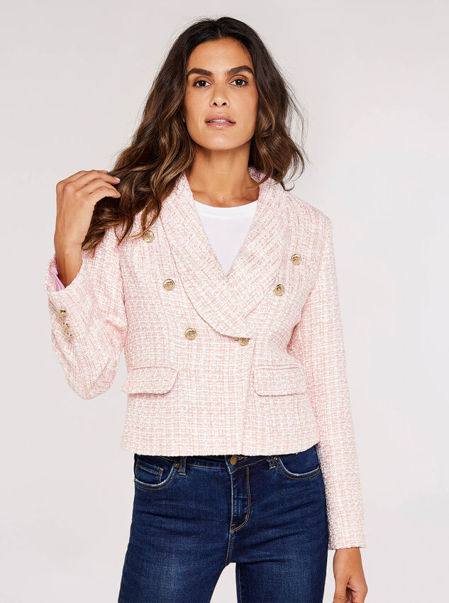 Kurzer tweed-blazer, rosa, größe l
