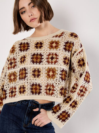 Crochet Squares Cropped Jumper