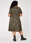 Curve Leopard Print Midi Dress, Khaki, large