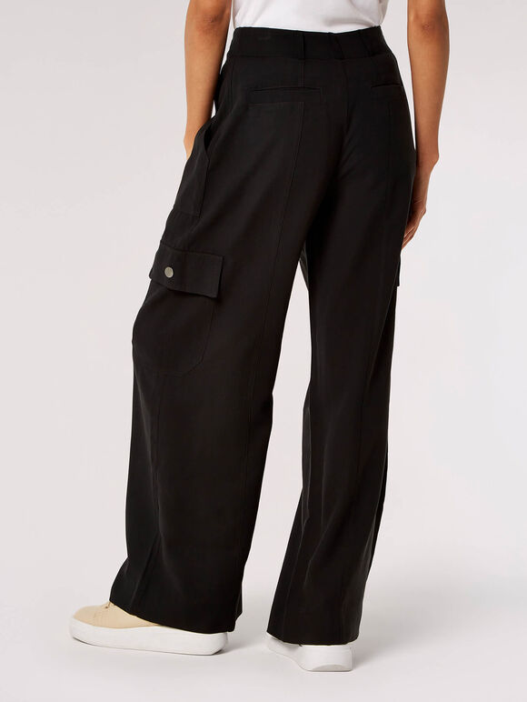 Pantalon cargo doux sur mesure, Noir, large