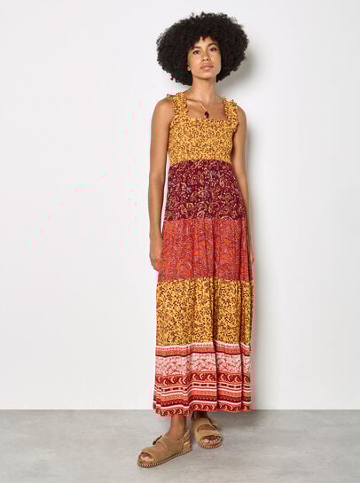 Patchwork Floral Paisley Maxi Dress