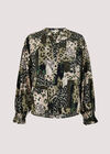 Animal Patchwork Print Blouse, Khaki, large