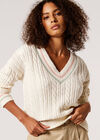 Cable Knit Cricket Jumper, Cream, large