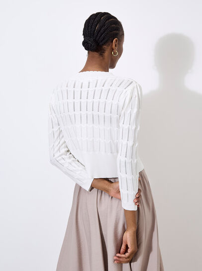 Pointelle Chevron Knit Shrug