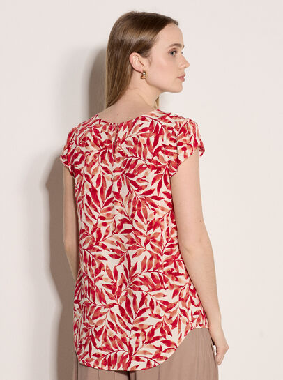 Leaf Print Tulip Sleeve Top