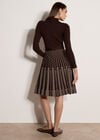 Ribbed Knit Polka Dot Midi Dress, Brown, large