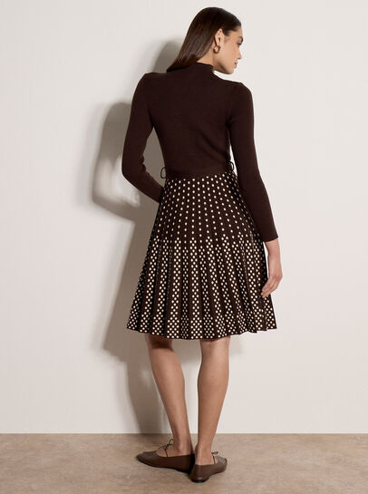 Ribbed Knit Polka Dot Midi Dress