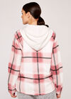 Check Zip Through Shacket, Pink, large