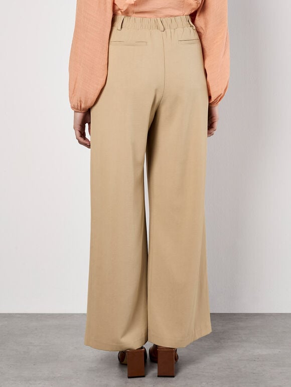 Tailored Wide-Leg Trousers, Stone, large