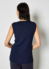 Ribbed Knit Waistcoat, Navy, large