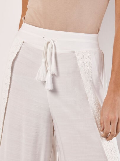 Lace Detail Front Split Wrap Trousers