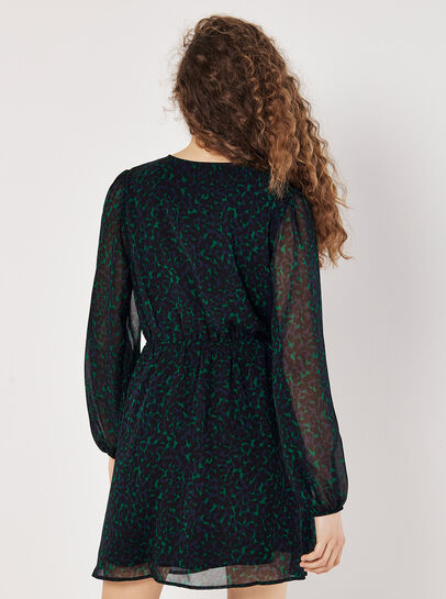 Animal Print Wrap Mini Dress