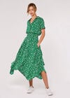 Dot Smock Midi Dress, Green, large