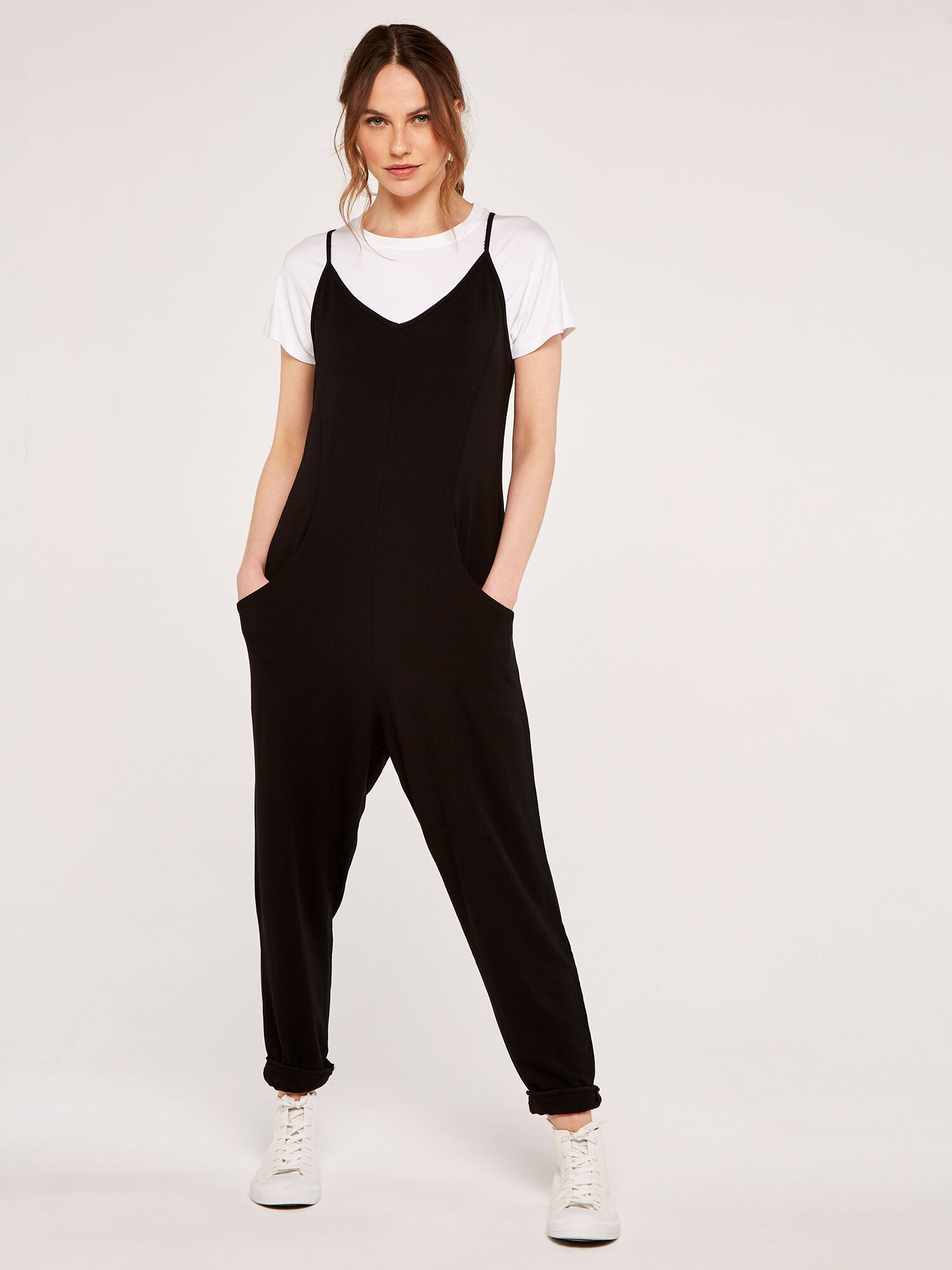 Sweatshirt Strappy Jumpsuit | Apricot UK