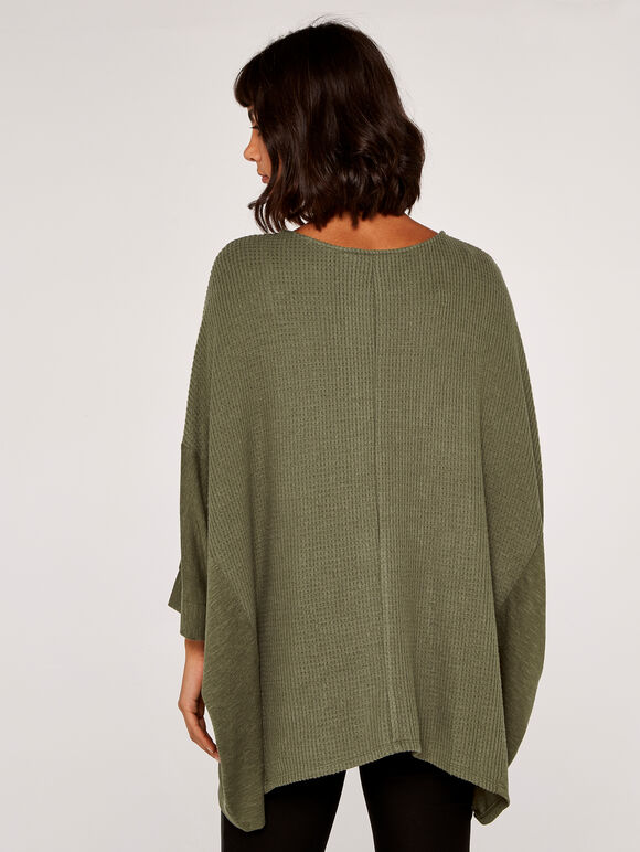 Waffle Slub Top, Khaki, large