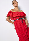 Bardot Broderie Maxi Dress, Red, large