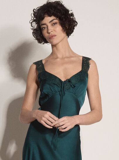 Satin Lace Maxi Dress