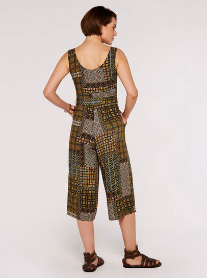 Patchwork Tile Cullotte Jumpsuit