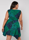 Curve Animal Patchwork Mini Dress, Green, large
