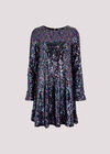 Sequin Swing Mini Dress, Black, large