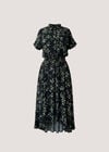 Leaf Print Shirt Midi Dress, Khaki, large