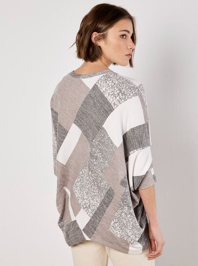 Batwing Geometric Jersey Top
