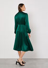 Lace Trim Satin Midi Dress, Green, large