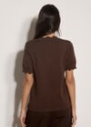 Scallop Knitted T-Shirt, Brown, large