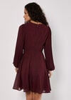 Chiffon Polka Dot Mini Dress, Burgundy, large