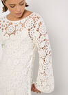 Floral Crochet Shift Mini Dress, White, large