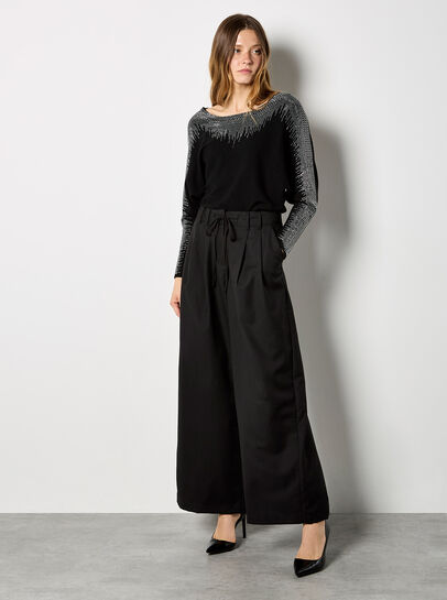 Diamante Embellished Rib Knit Jumper