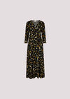 Leaf Print Wrap Maxi Dress, Black, large