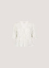 Floral Embroidered Cotton Crop Blouse, White, large