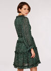 Textured Dot Ruffle Dress, Green, large