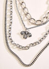 Silver Tone Multi Chain Bee Necklace, Silver, large