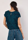 Mixed Animal Textured Cropped T-Shirt, Teal, large