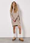 Honeycomb Knit Jumper Mini Dress, Stone, large