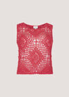 Diamond Hand-Knit Crochet Crop Top, Red, large