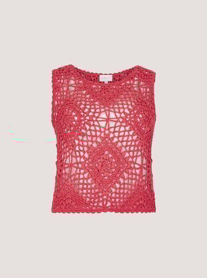 Diamond Hand-Knit Crochet Crop Top