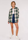 Plaid Oversized Shirt, Green, large