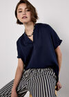 Wide Leg Stripe Trousers, Navy, large