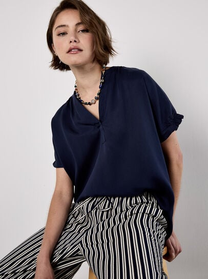 Wide Leg Stripe Trousers